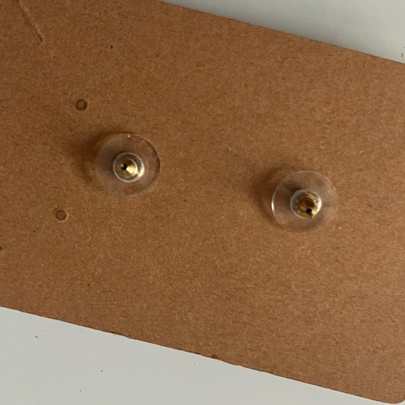 Gold and White Circular Earrings - Picture 3 of 3